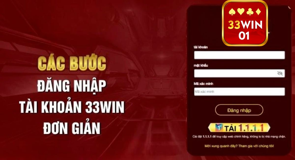 Các bước đăng nhập 33win01